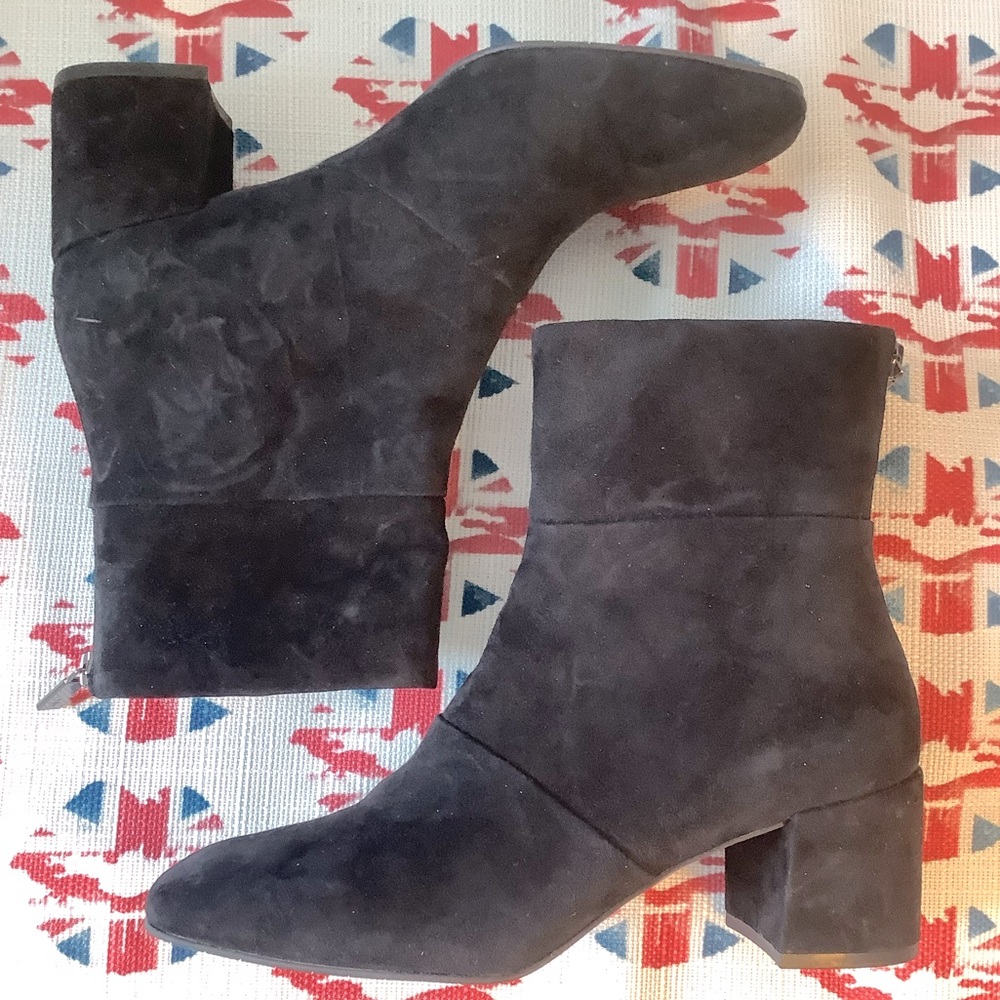 Kenneth Cole NY Eryc Block Heel Black Suede Ankle Bootie